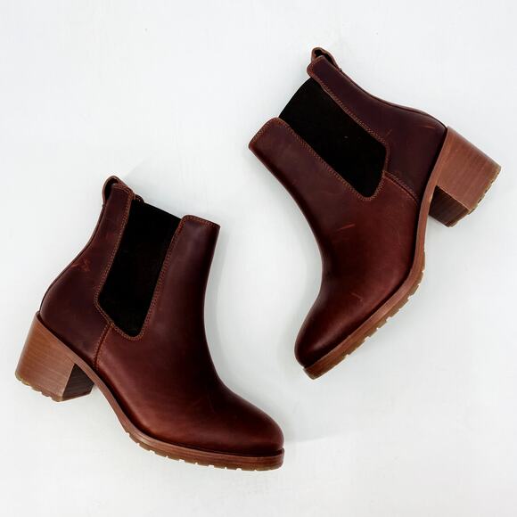 Nisolo Red Brown Leather Block Heel Chelsea boots - Picture 2 of 10